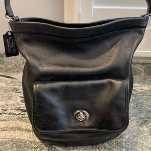 Coach black leather hobo bag